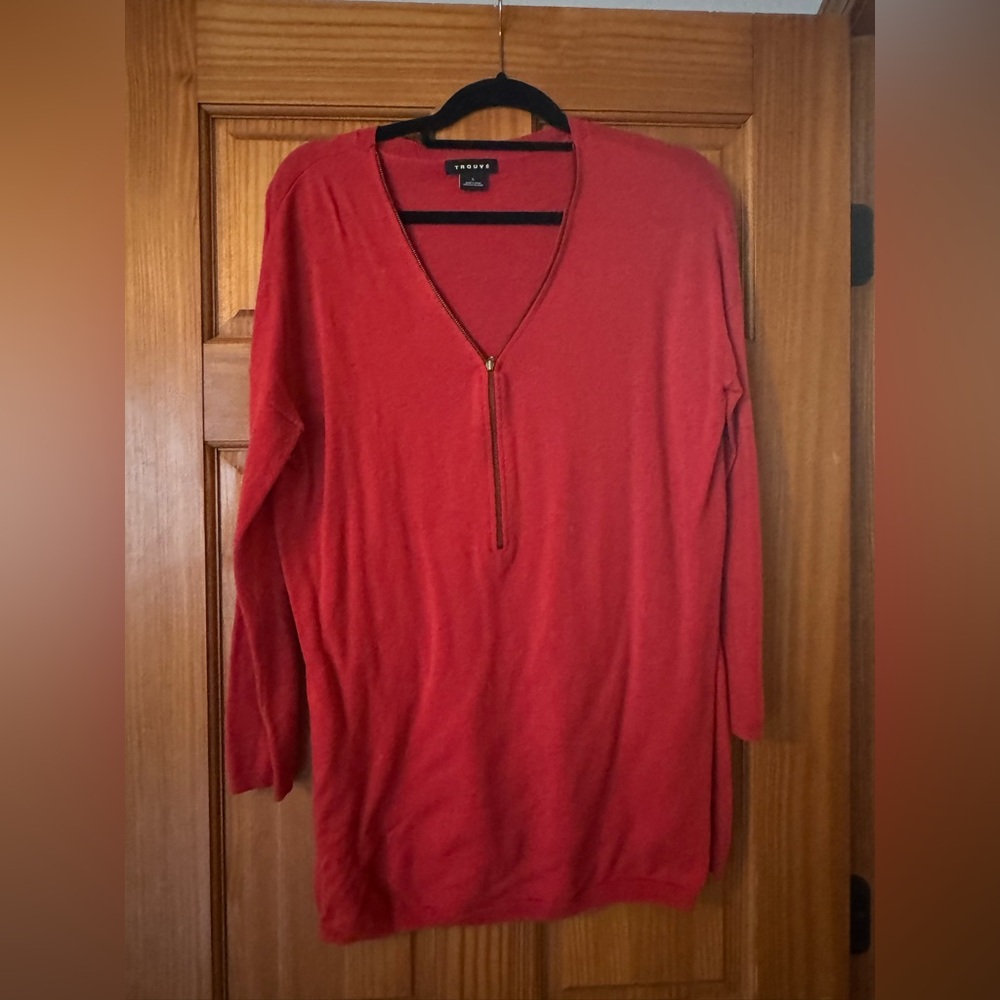 Trouve Red V-Neck Sweater